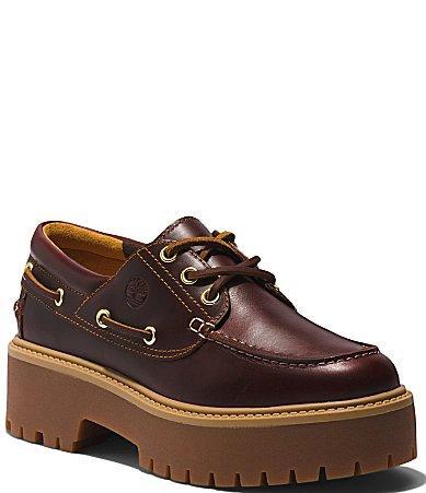 Timberland Stone Street 3 Eye Leather Premium Platform Lug Sole Boat Shoes Product Image