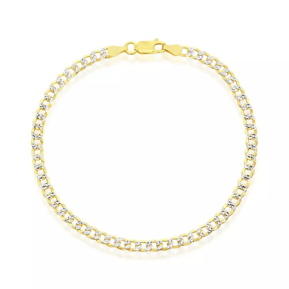 Argento Bella Sterling Silver Pave Cuban Chain Bracelet, Womens Gold Tone Product Image