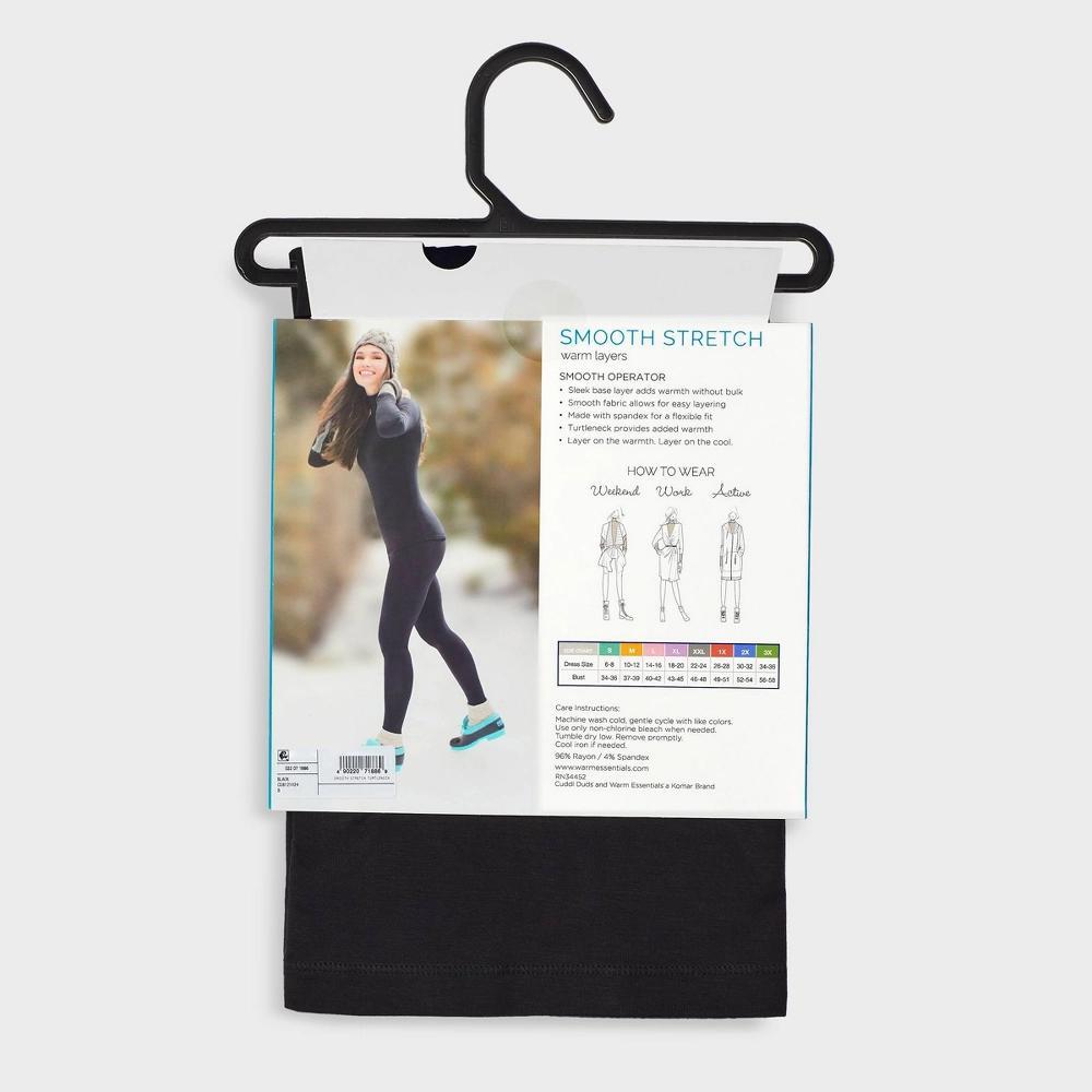 Warm Essentials by Cuddl Duds Womens Smooth Stretch Thermal Turtleneck Top - Black Product Image