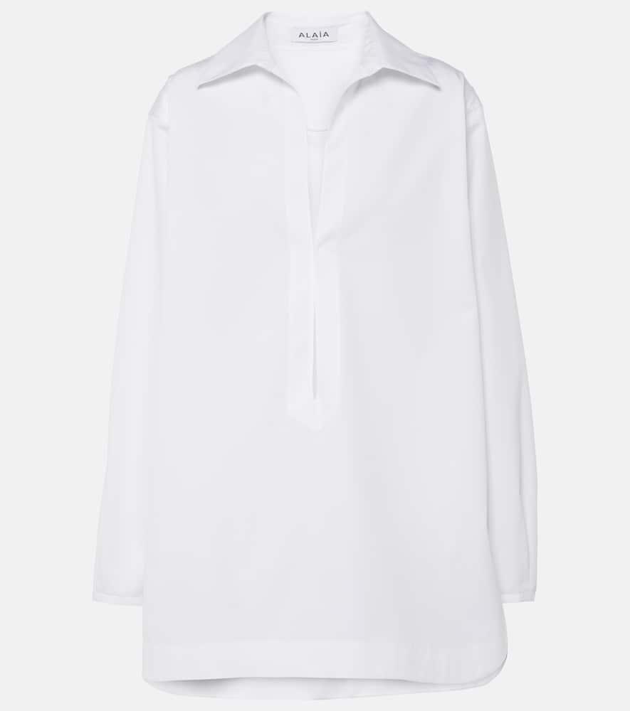 ALAÏA Cotton Poplin Minidress In Weiss Product Image