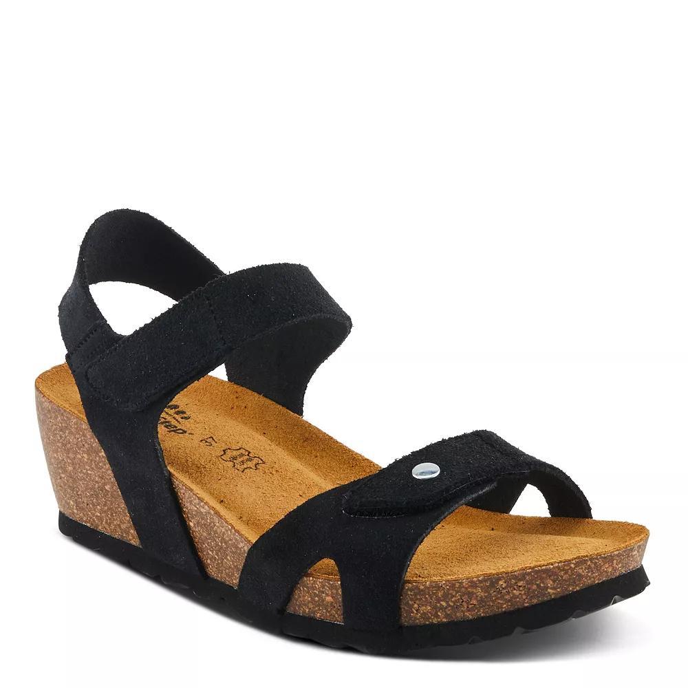Spring Step Babybell Women's Wedge Sandals, Size: 39, Black Suede Product Image