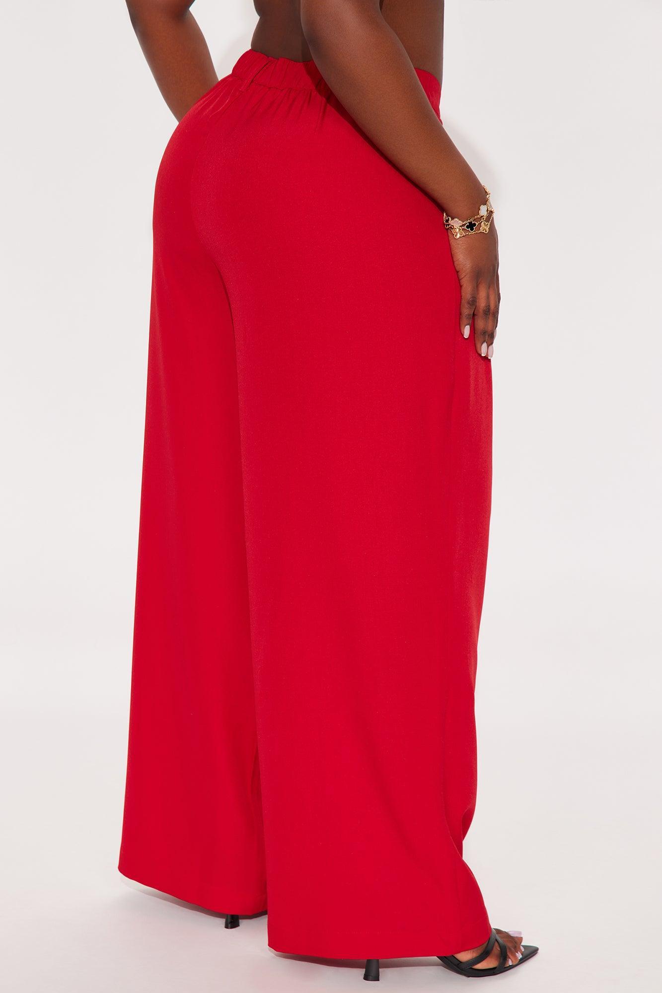 Cami Wide Leg Trouser Pant - Red Product Image