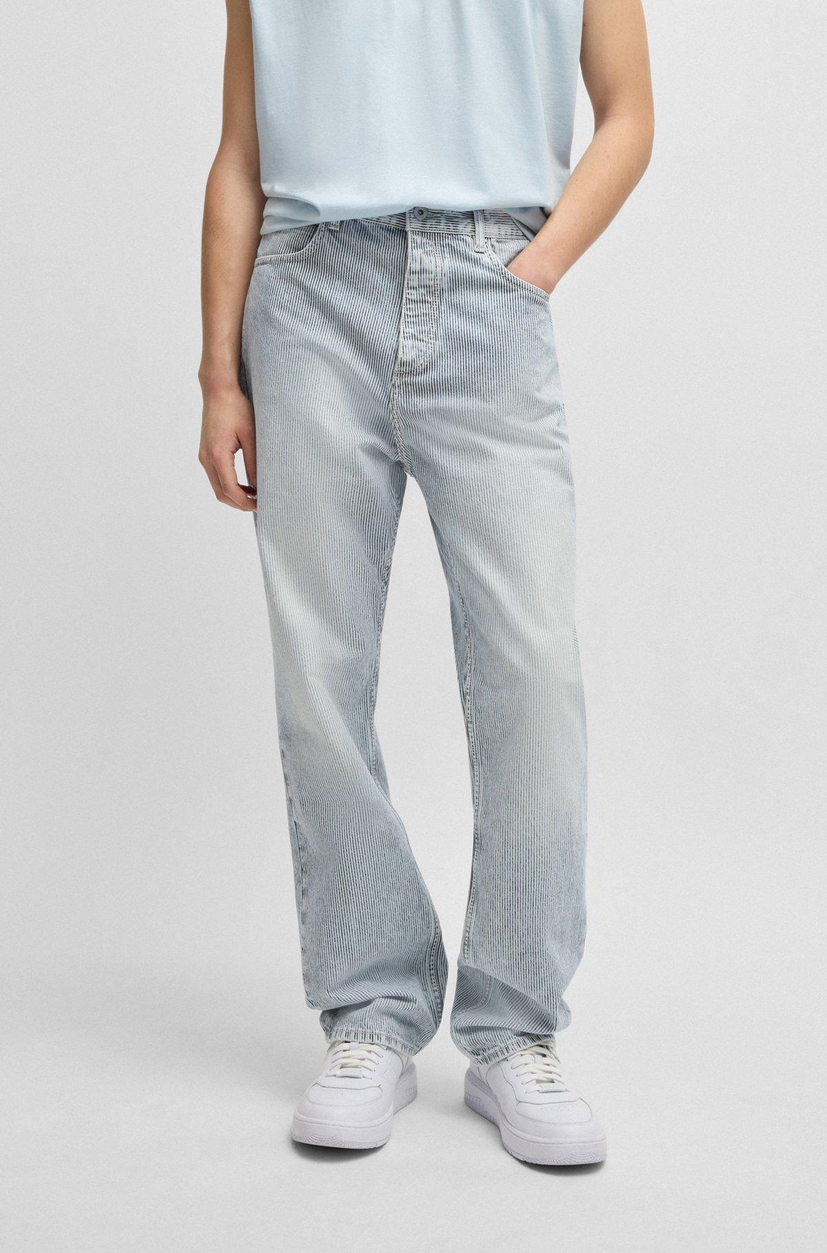 Baggy-fit jeans in striped blue denim Product Image