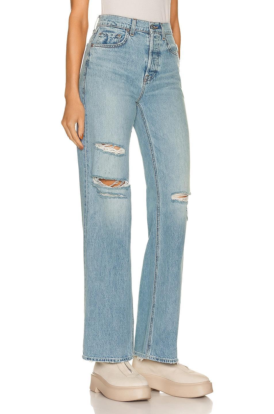 GRLFRND Brooklyn High Rise Straight in Blue Product Image