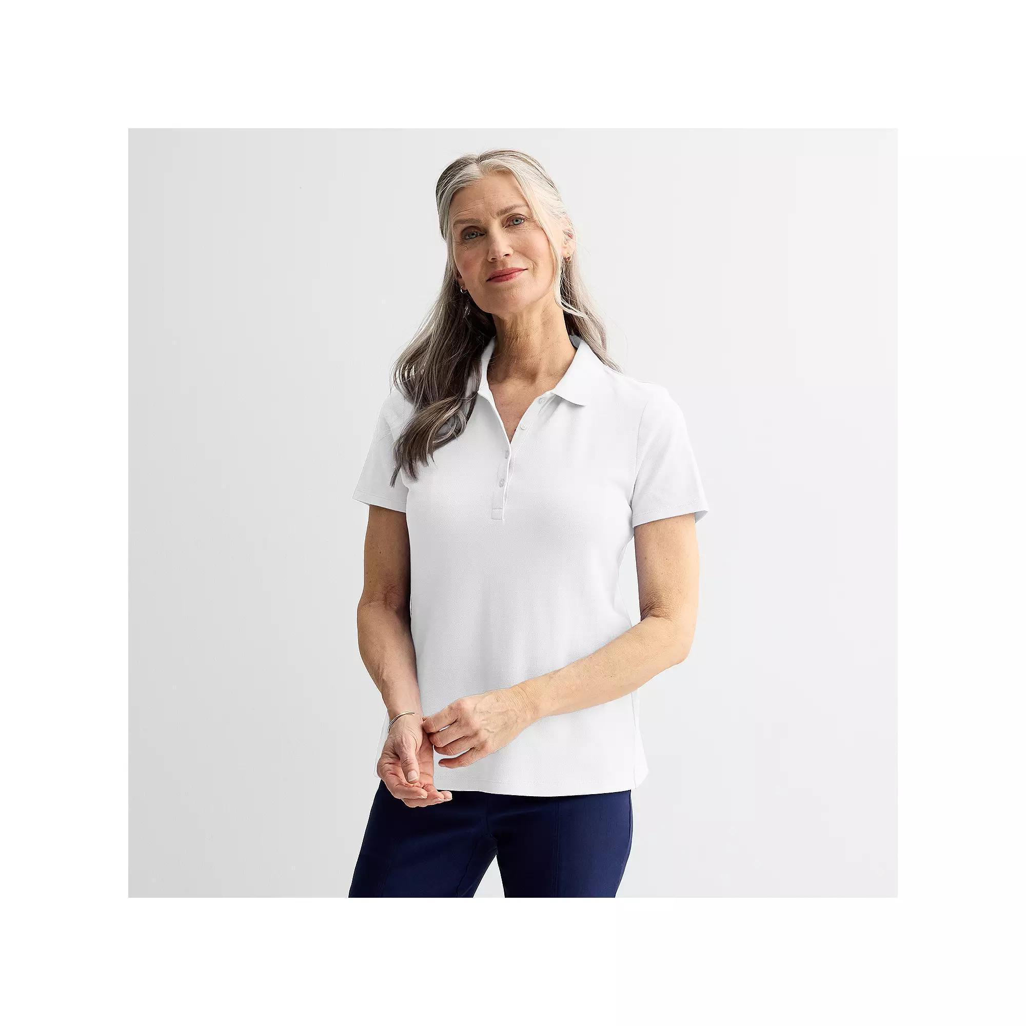 Women's Croft & Barrow® Essential Polo, Size: Large, Bright White Product Image