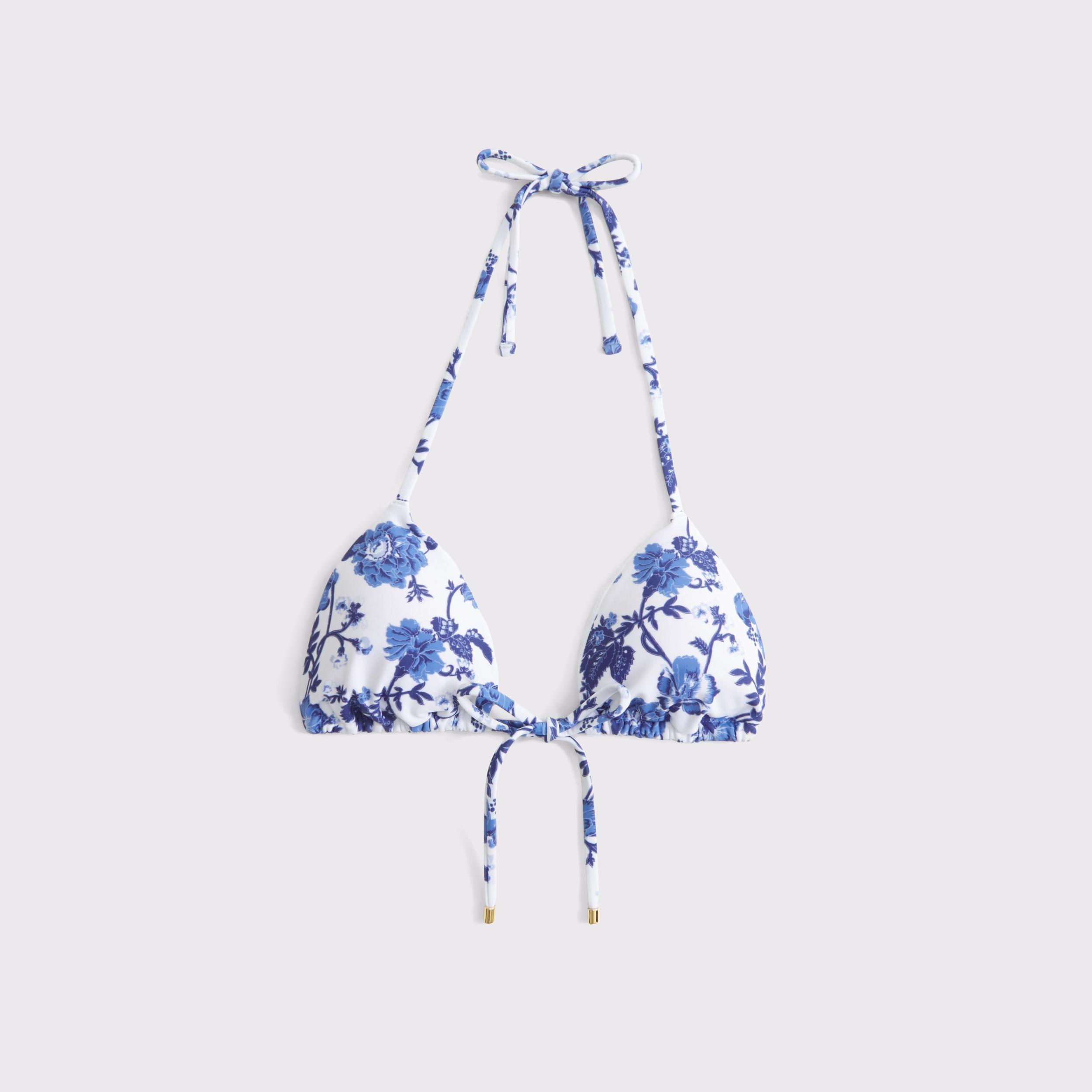Tie-Front Halter Triangle Bikini Top Product Image