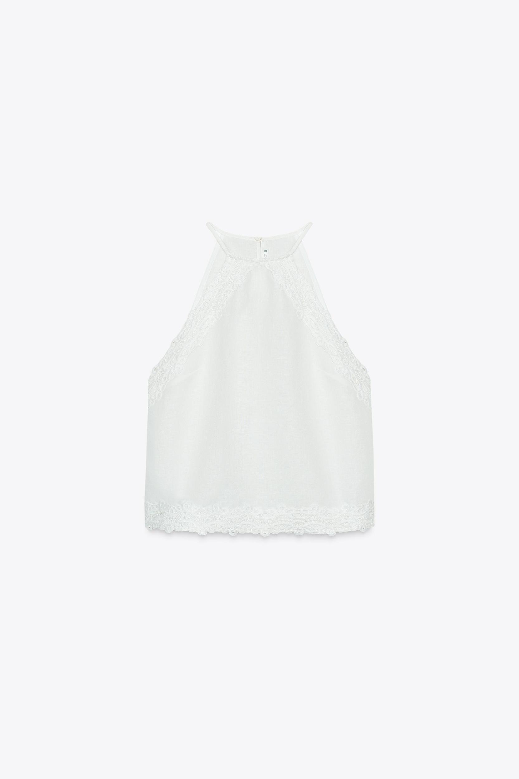 HALTER TOP WITH CROCHET DETAIL Product Image