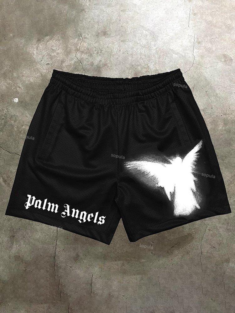 Sopula Vintage Palm Angel Graphic Casual Street Mesh Shorts Product Image