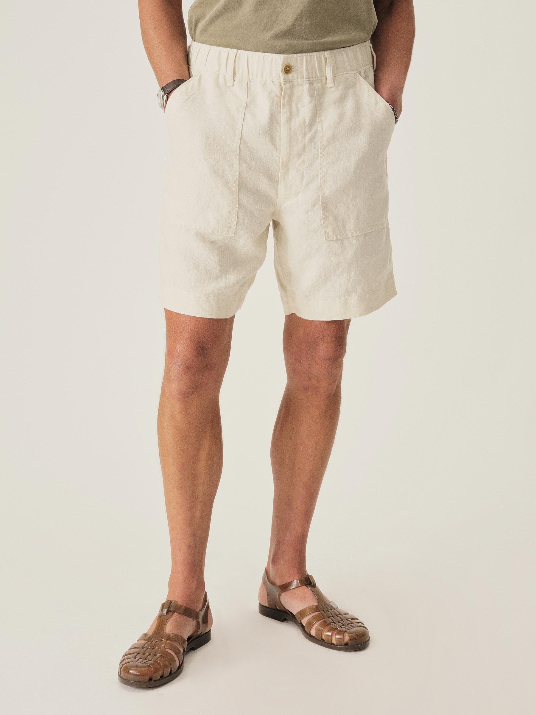 Worn White Loomed Linen OG-107 Fatigue Short Product Image