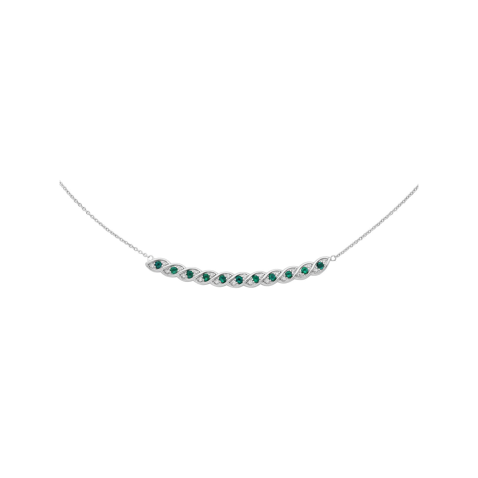 Boston Bay Diamonds Sterling Silver 1/8 Carat T.W. Diamond & Lab-Grown Blue Sapphire Twisted Bar Necklace, Women's, Size: 18-20" ADJ Product Image
