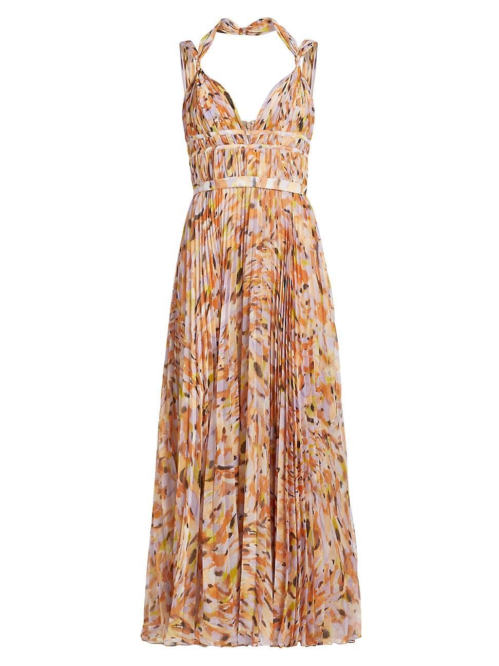 Womens Neve Pleated Chiffon V-Neck Maxi Dress Product Image