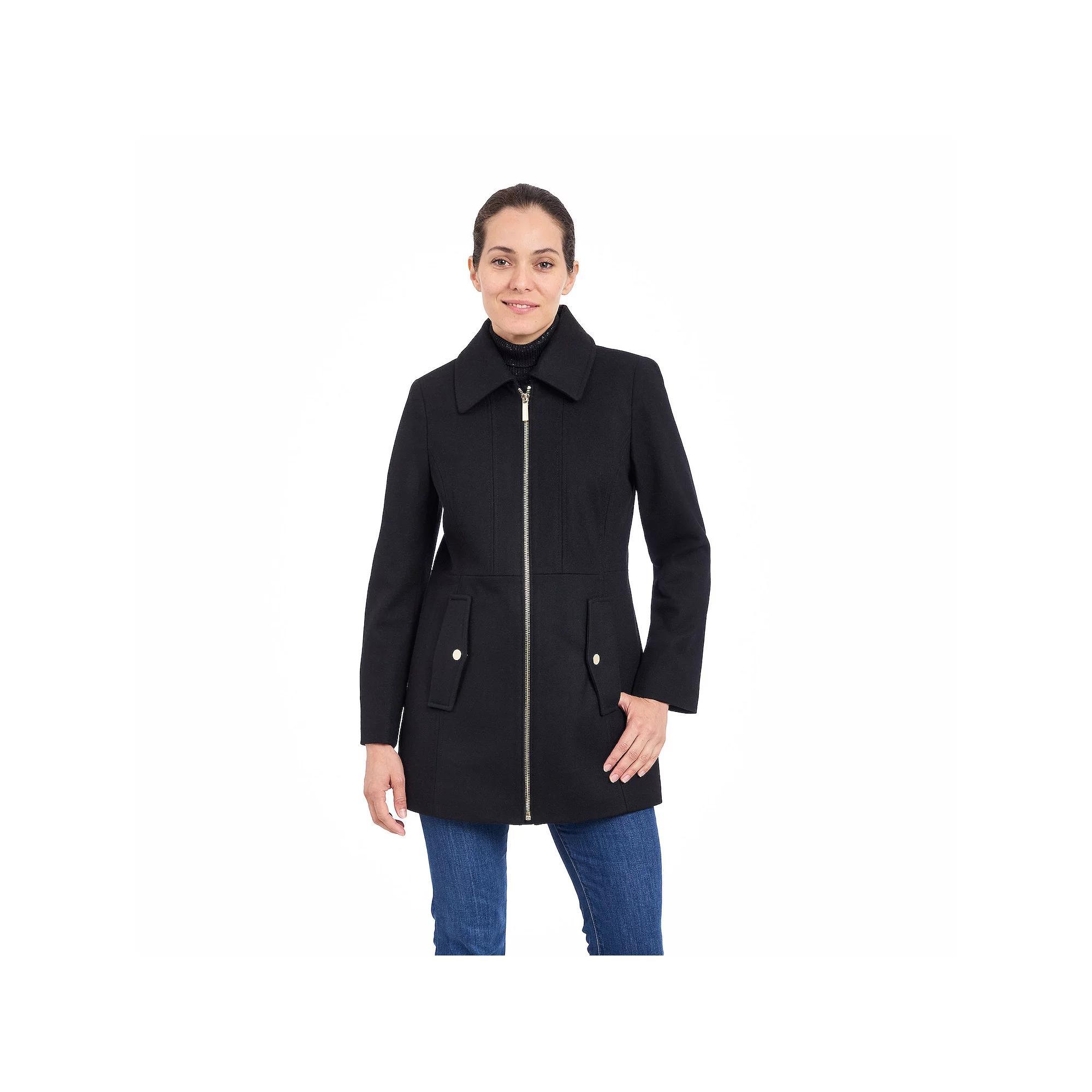 Women's London Fog Zip Front Wool Coat, Size: XL, Camel Product Image