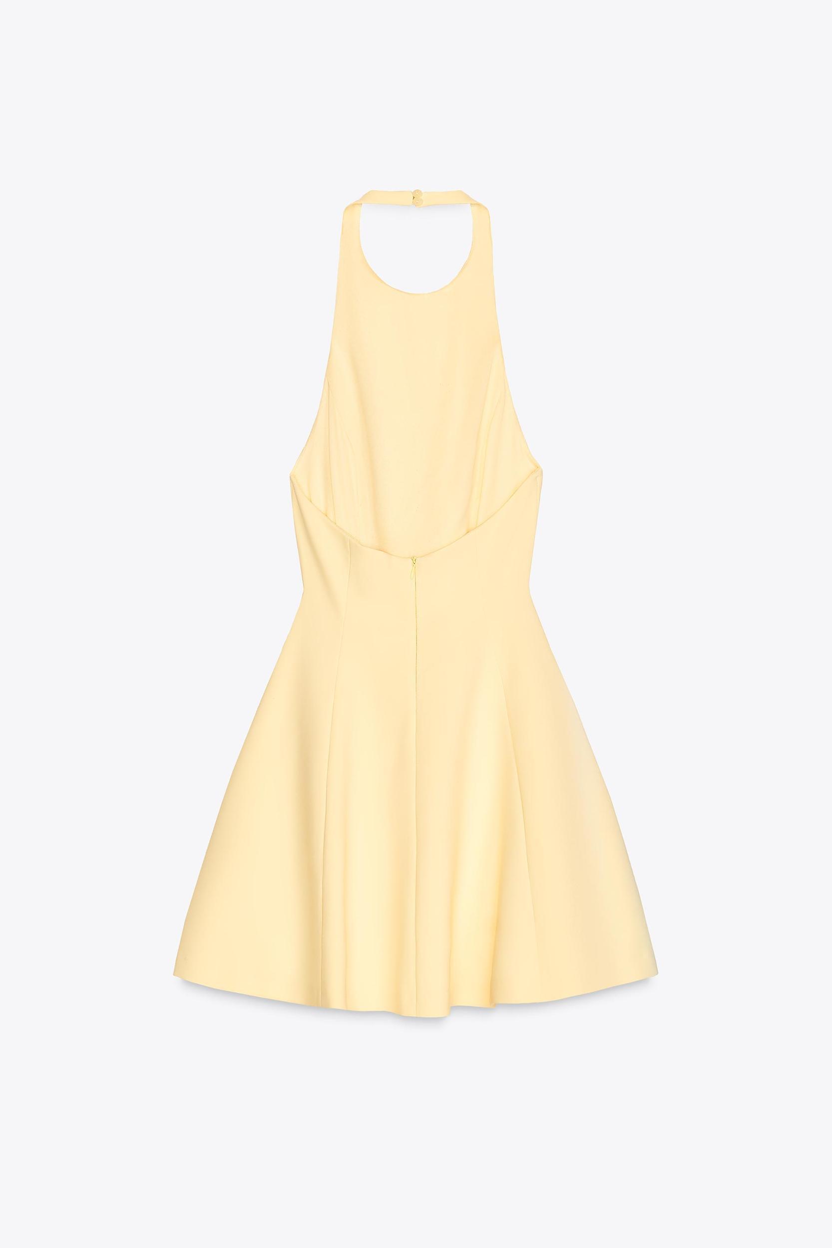 SHORT HALTER GODET DRESS Product Image