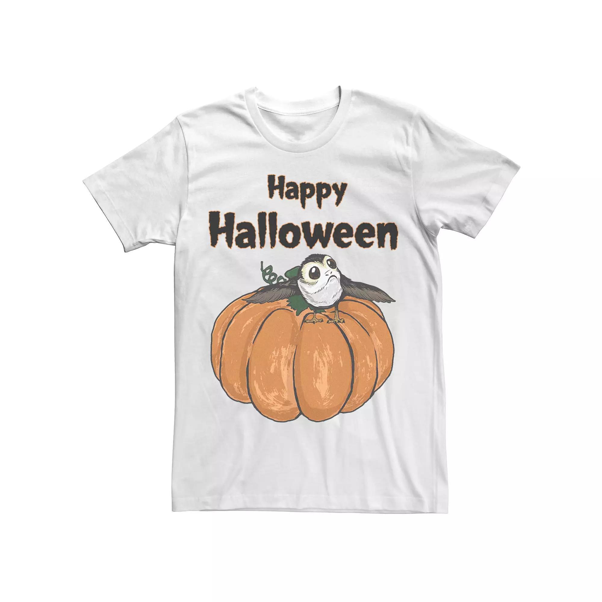 Men's Star Wars Happy Halloween Porg On A Pumpkin Tee, Size: XL, White Product Image