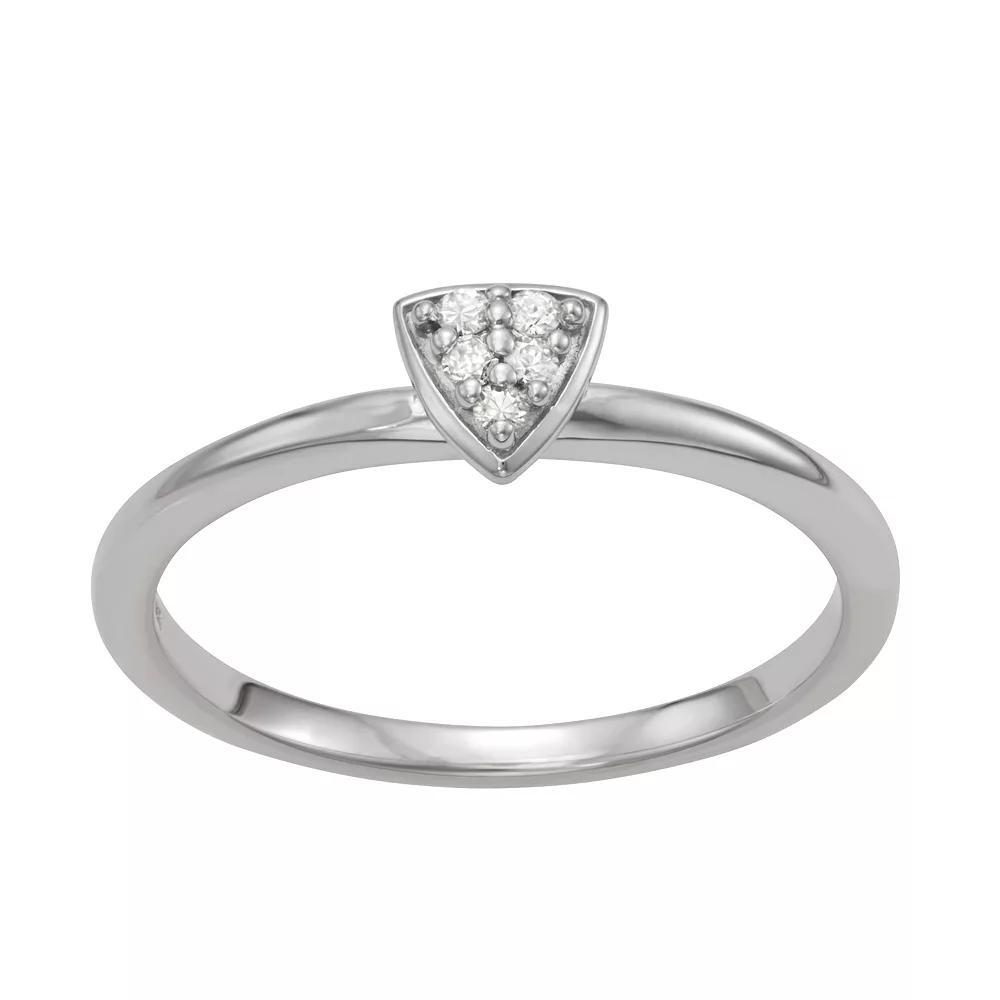Moissanite Outlet Sterling Silver 1/10 Carat T.W. Triangular Pave Lab-Created Moissanite Ring, Women's, Size: 7 Product Image