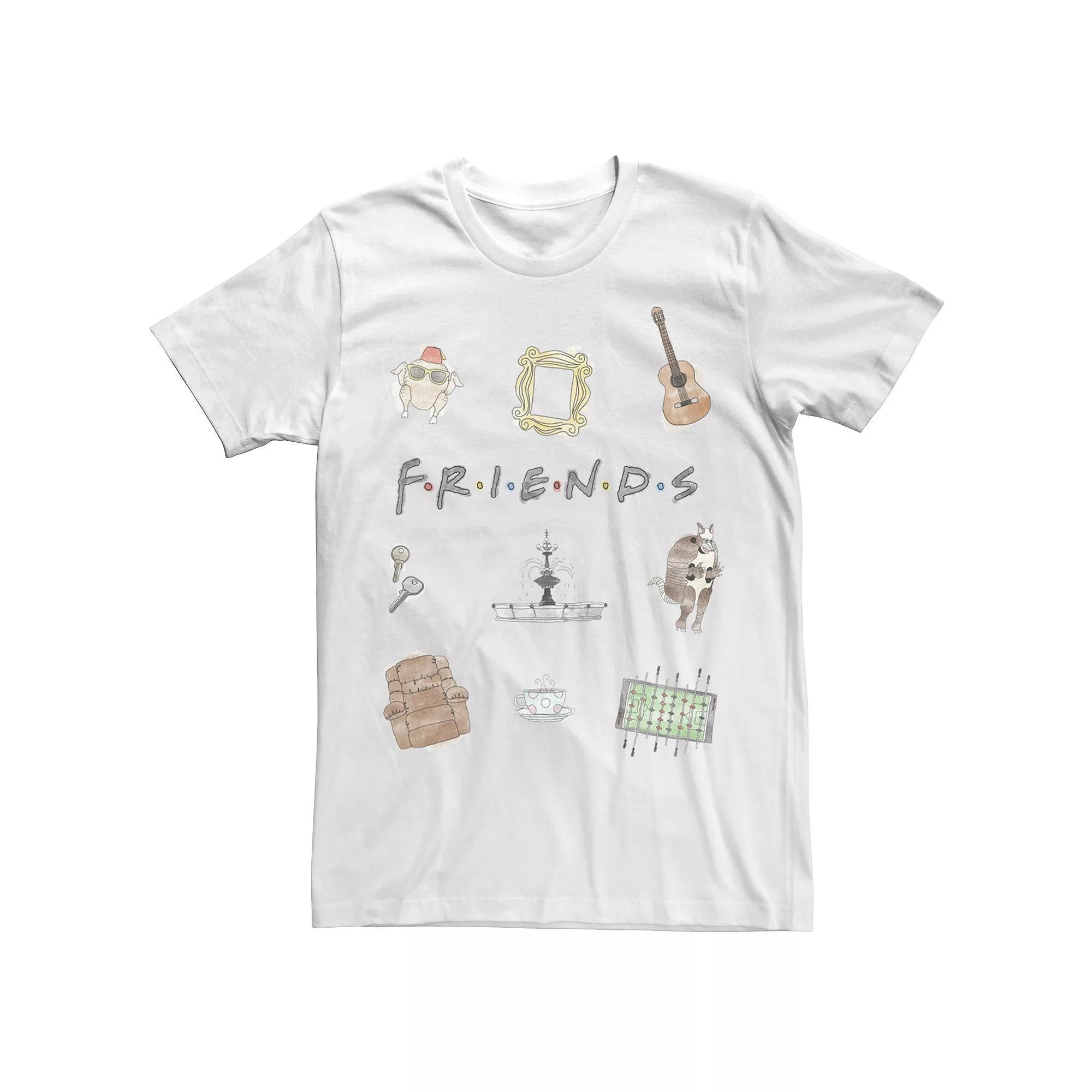 Big & Tall Friends TV Show Classic Logo Icons Tee, Men's, Size: 5XL, White Product Image
