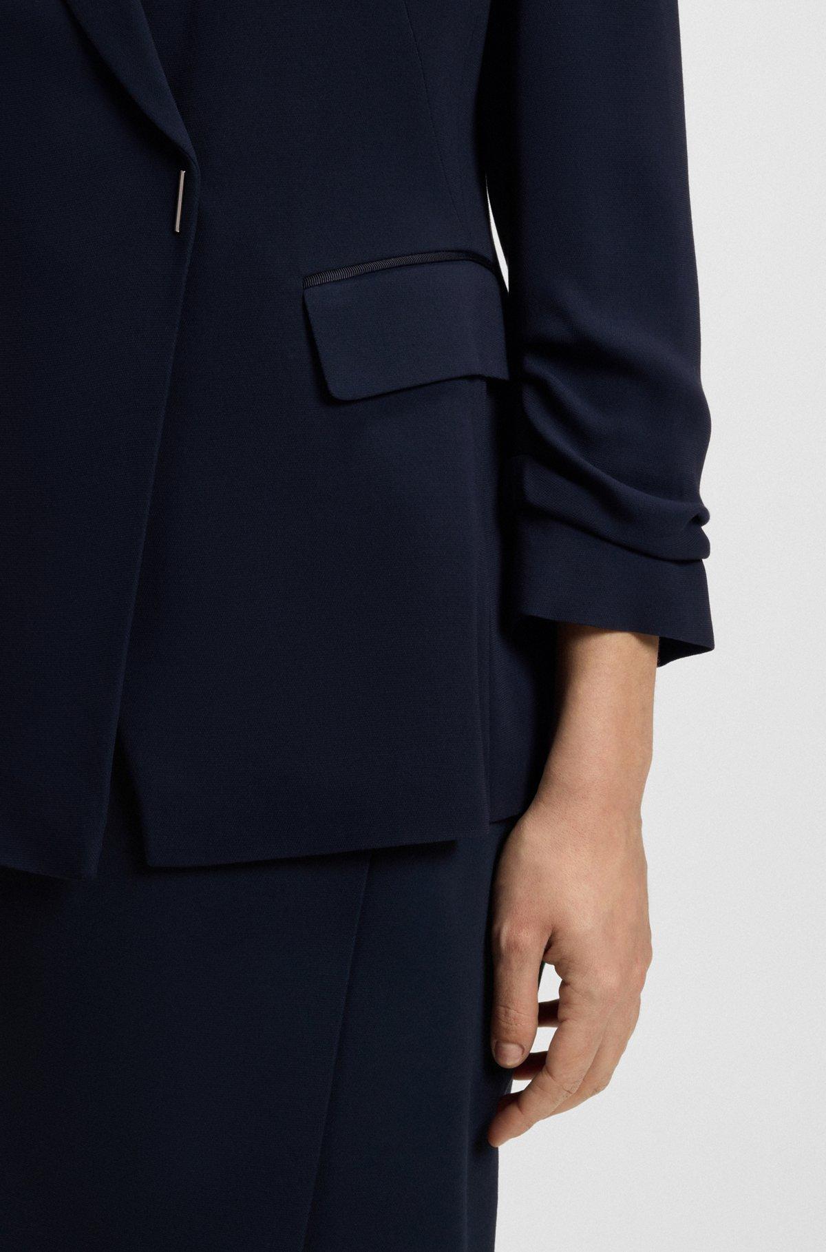 BOSS - Slim-fit blazer with press-stud closure - Dark Blue Product Image