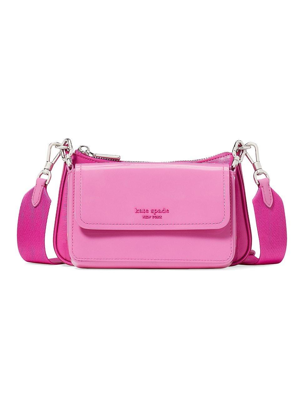 Womens Double Up Patent Saffiano Leather Crossbody Bag Product Image