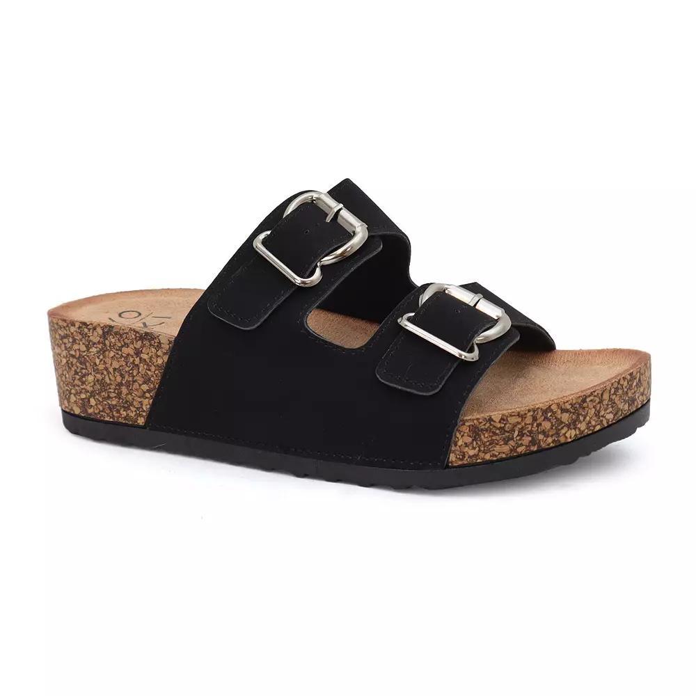 Yoki Lorayn-10 Women's Wedge Slip-On Sandals, Size: 6.5, Black Product Image