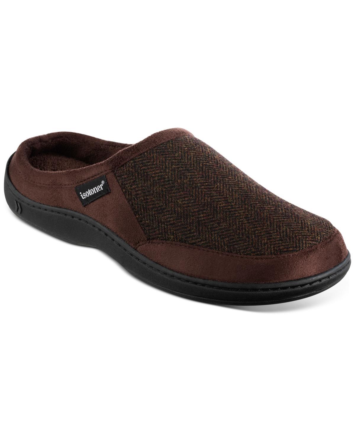 Isotoner Men's Logan Hoodback Slippers - Black M Product Image