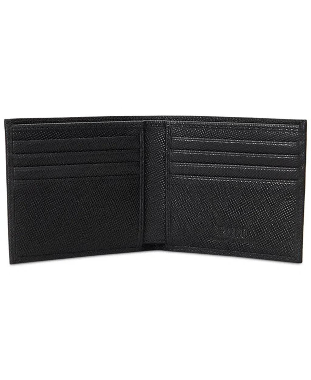 POLO RALPH LAUREN Men's Textured Saffiano Leather Billfold Wallet In Black Product Image