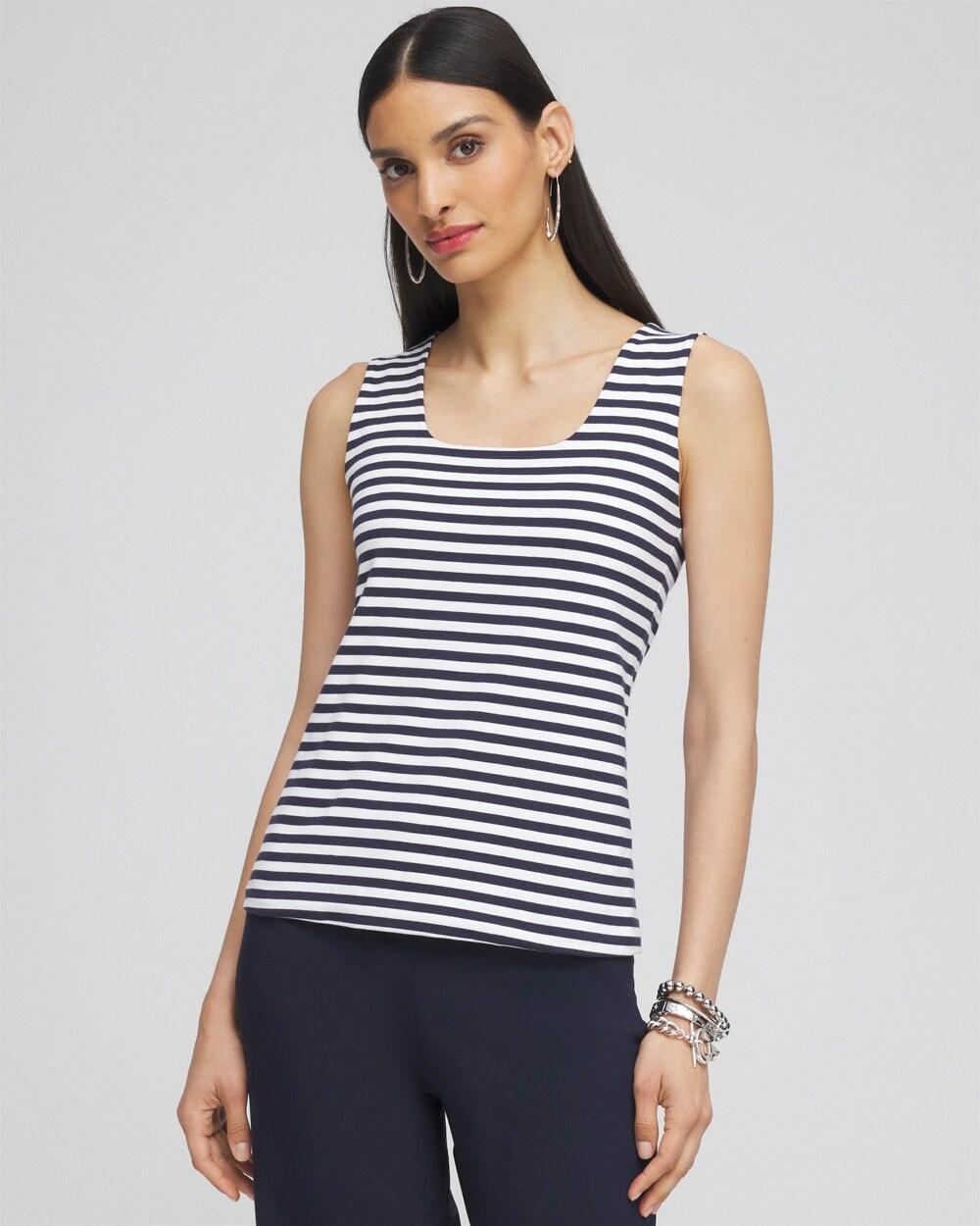 Contour Cotton™ Stripe Square Neck Tank Product Image