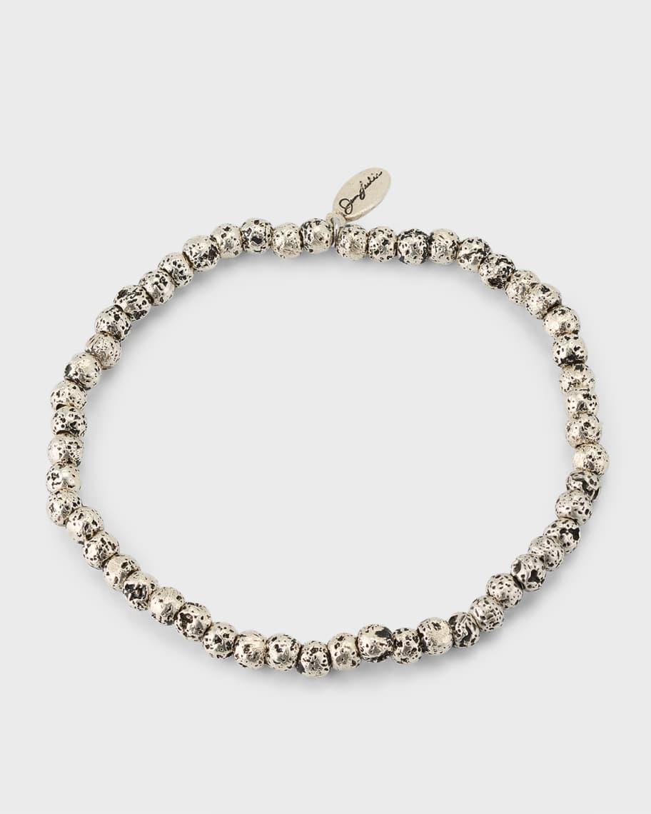 Mens Sterling Silver Lava Beaded Bracelet Product Image