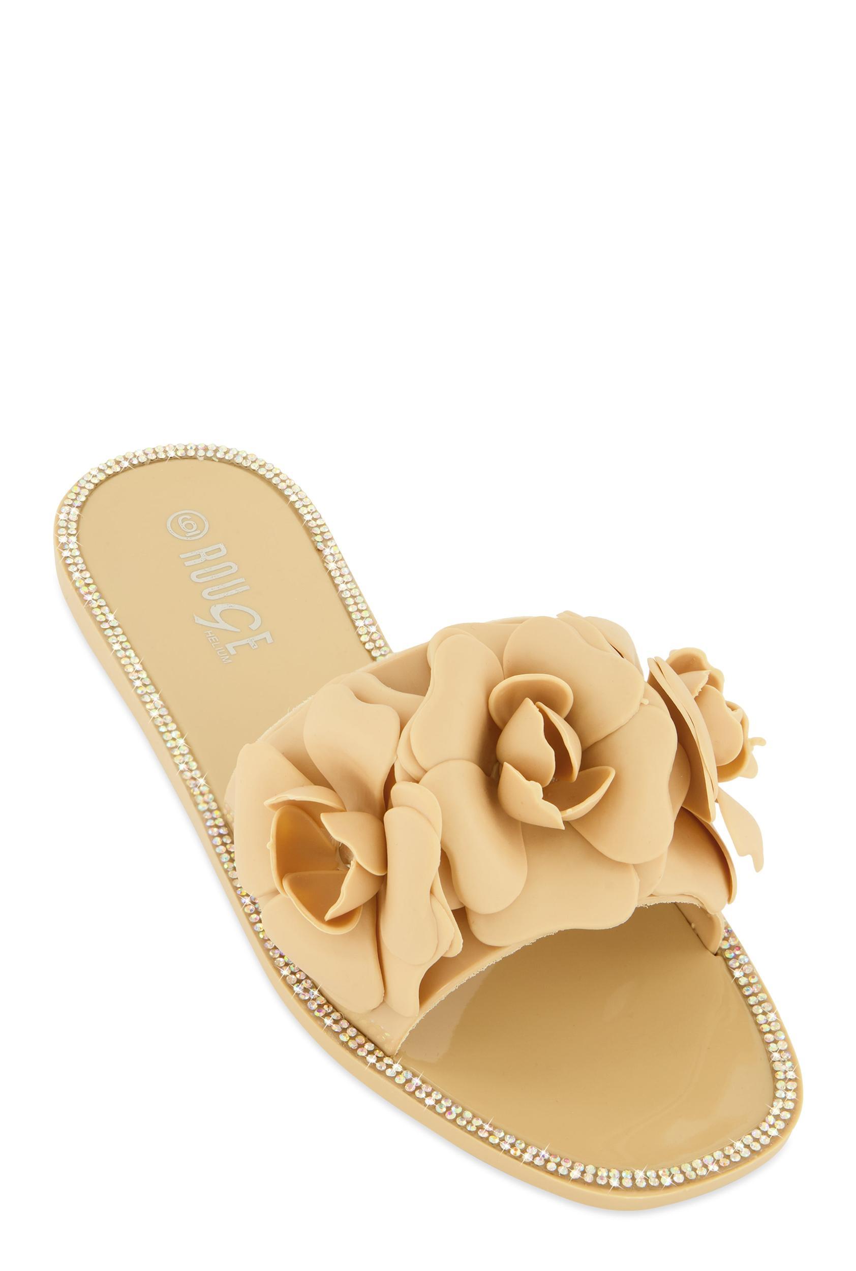 Womens Flower Band Jelly Slide Sandals Product Image