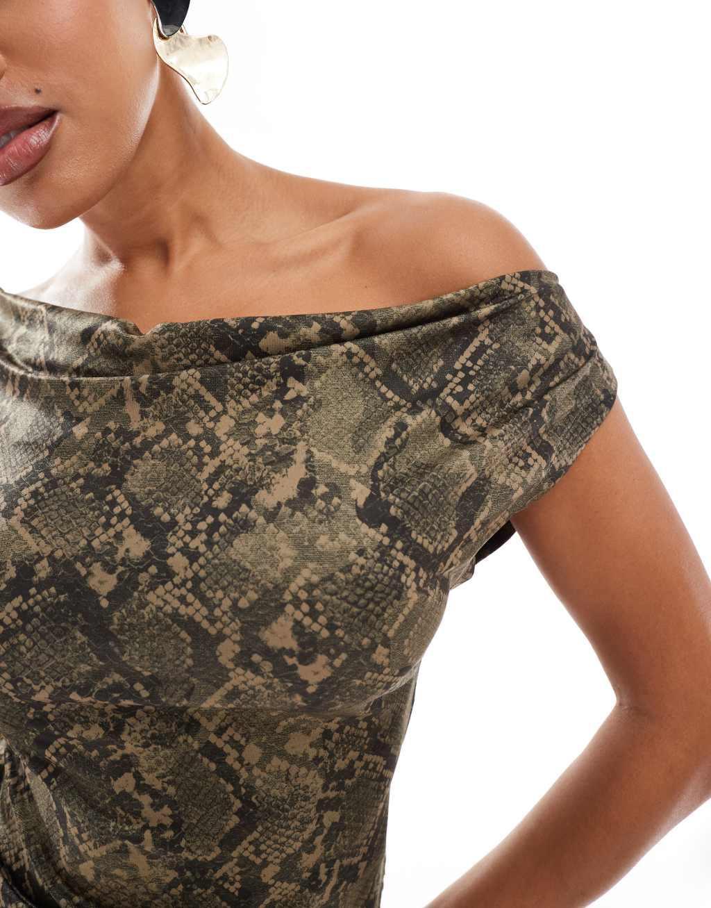 ASOS DESIGN cowl neck top in snake print Product Image