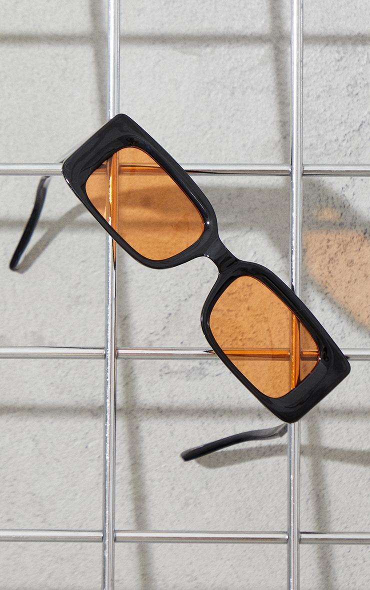 Black With Orange Lens Square Frame Sunglasses Product Image