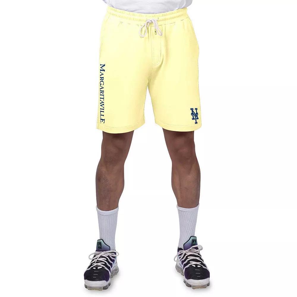 Men's Margaritaville Yellow New York Mets Peached French Terry Shorts, Size: Medium Product Image