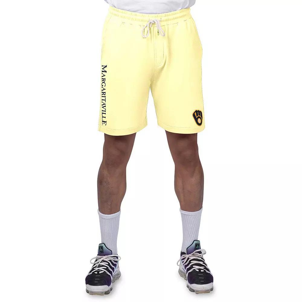 Men's Margaritaville Yellow New York Mets Peached French Terry Shorts, Size: Medium Product Image