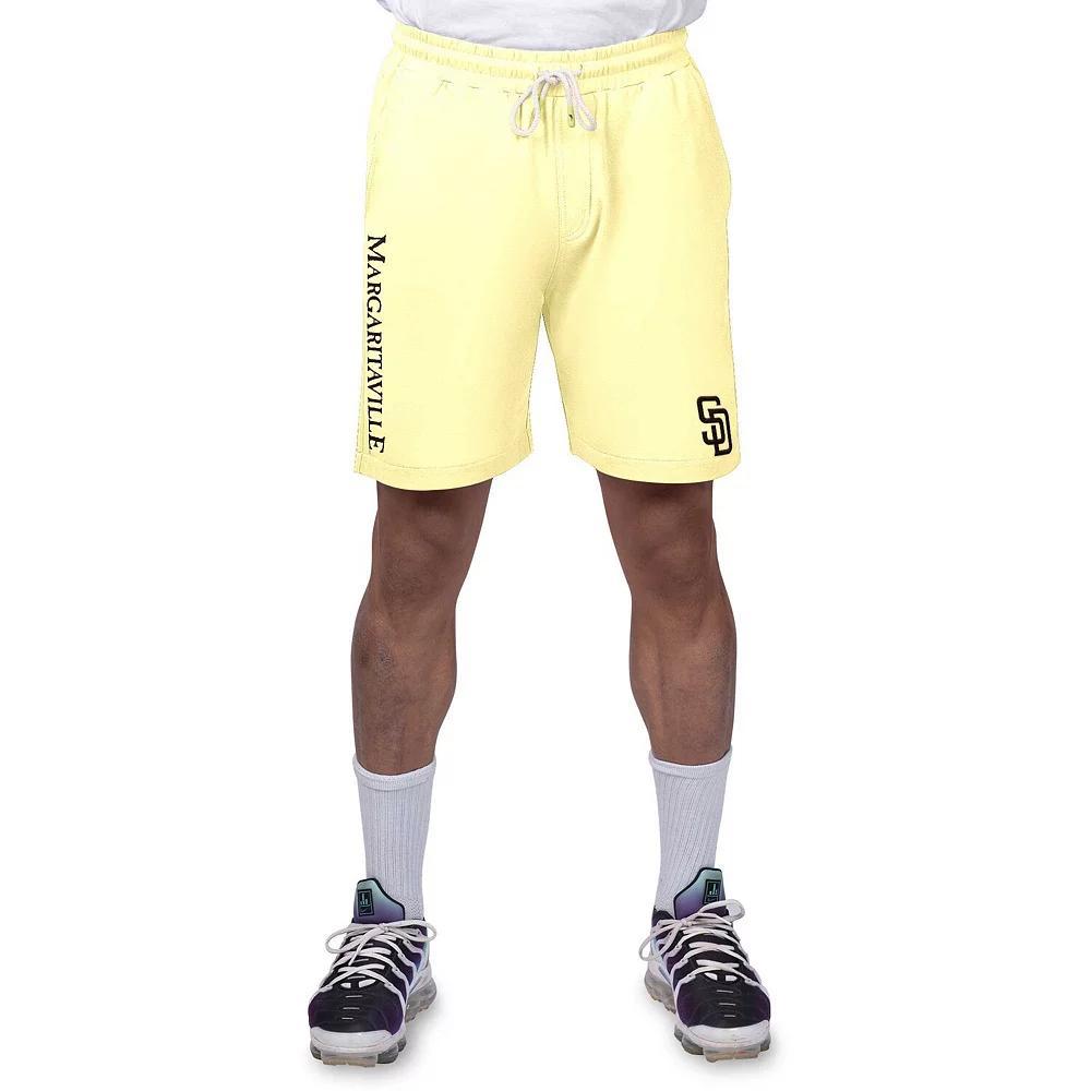 Men's Margaritaville Yellow New York Mets Peached French Terry Shorts, Size: Medium Product Image
