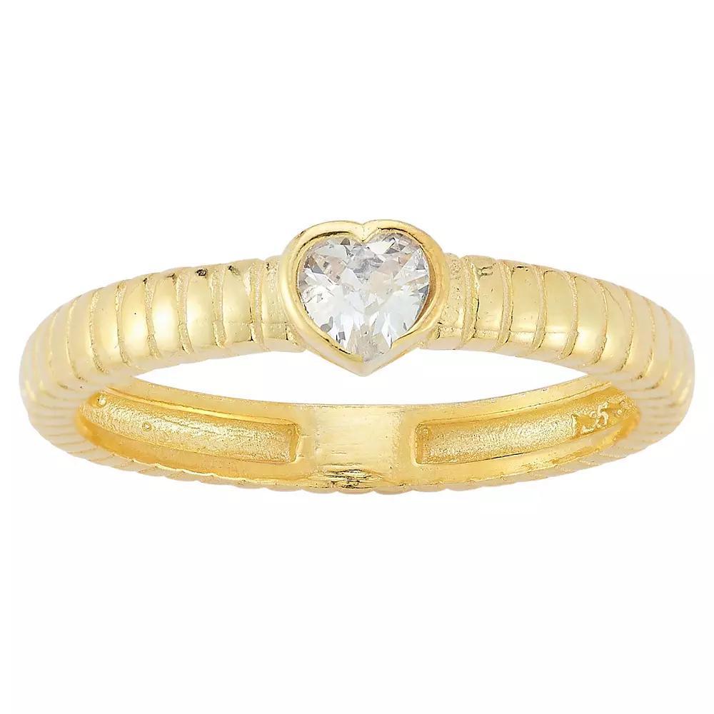 Sunkissed Sterling Two Tone Cubic Zirconia Heart Ring 2-piece Set, Women's, Size: 7 Product Image