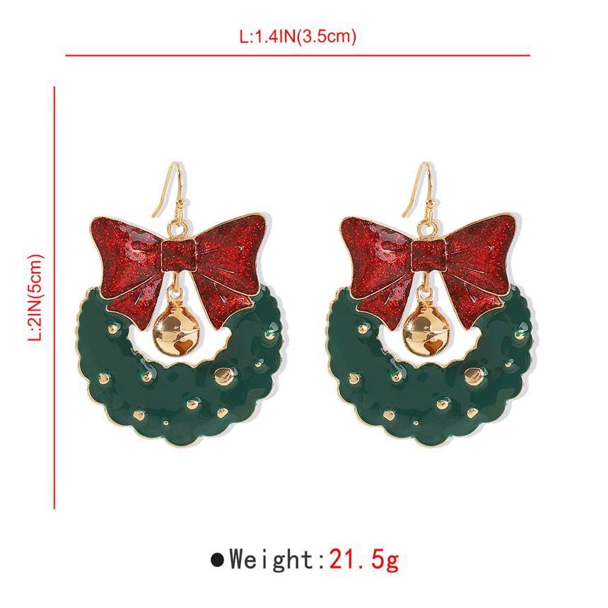 Enamel Christmas Wreath Drop Earring Product Image