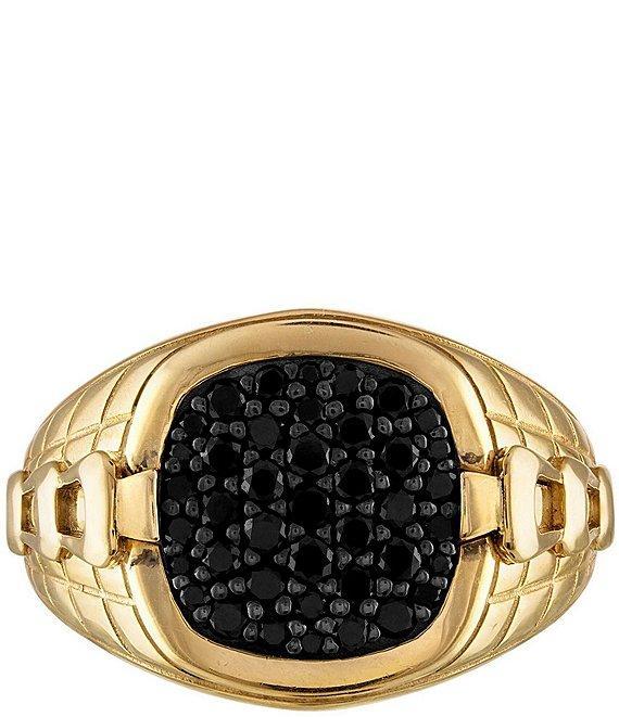 Bulova Men's 14K Gold Tone Black Diamond Statement Ring Product Image
