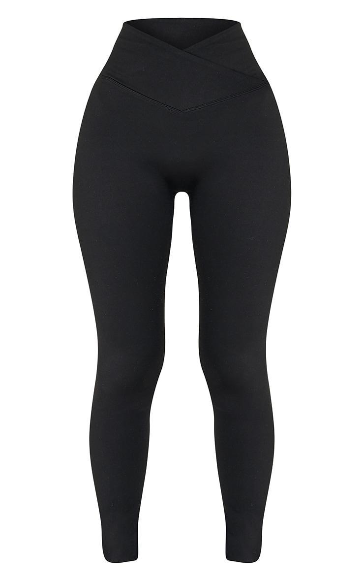 Petite Black Sculpt Wrap Waist Gym Leggings Product Image