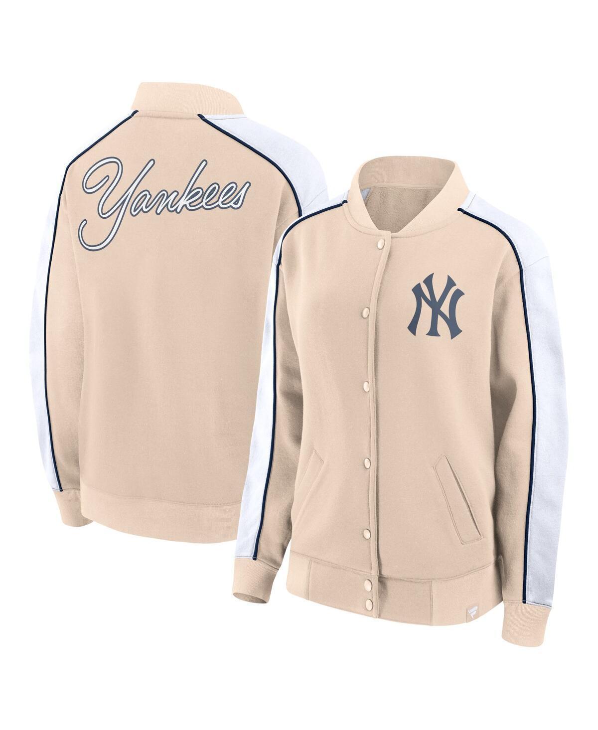 Women's Fanatics Branded Tan New York Yankees Luxe Lounge Full-Snap Jacket, Size: XL, Team Product Image