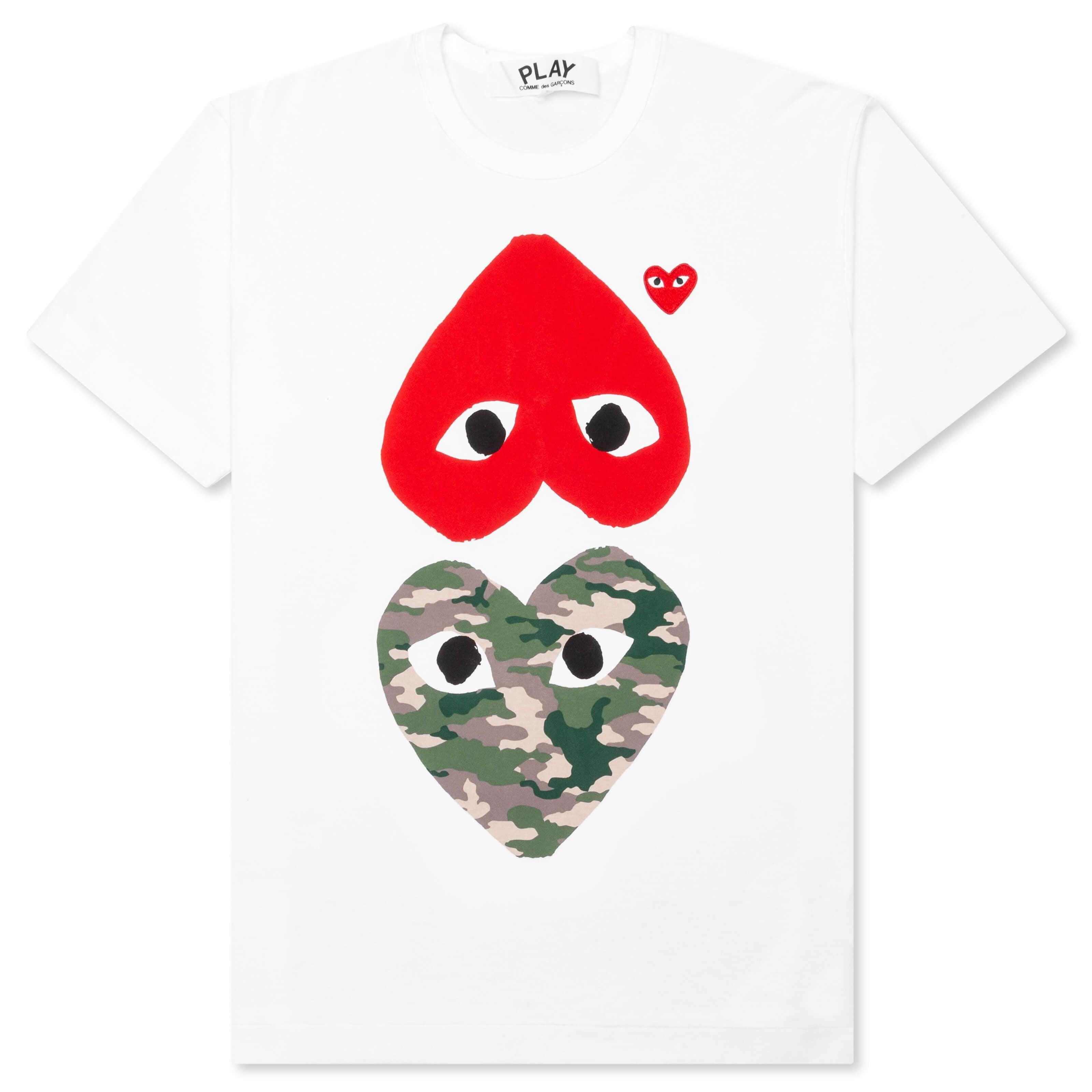 Blue Eyes Red Heart T-Shirt - White Male Product Image