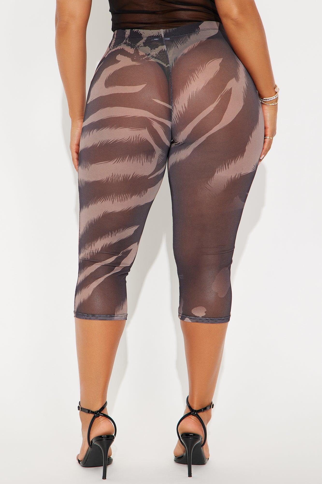 That's Too Hot Animal Print Mesh Capri Legging - Chocolate/Combo Product Image