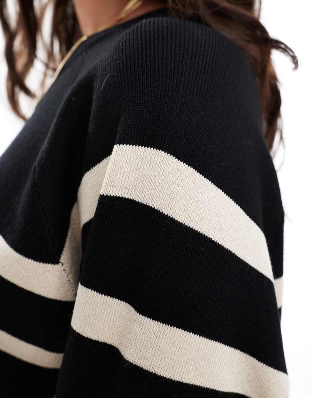 Object oversized knit striped sweater black Product Image