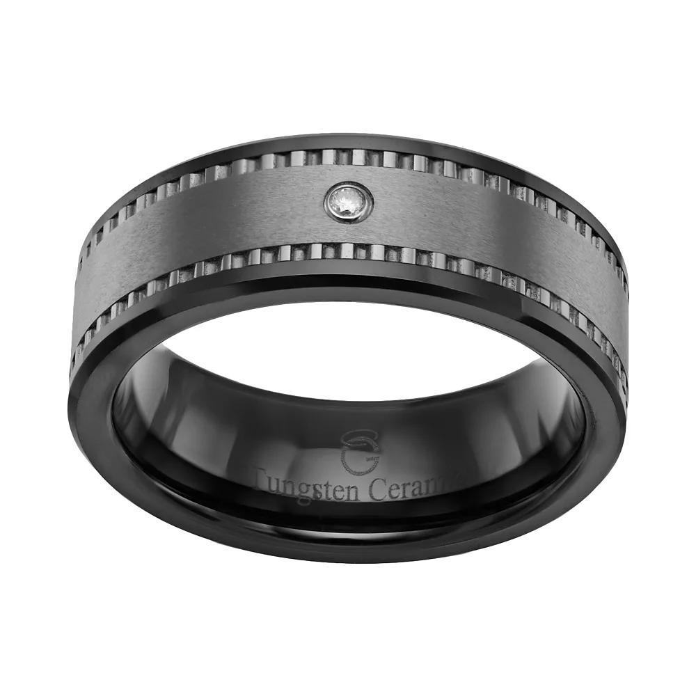 Diamond Accent Black Ceramic and Tungsten Band - Men, Men's, Size: 8 Product Image