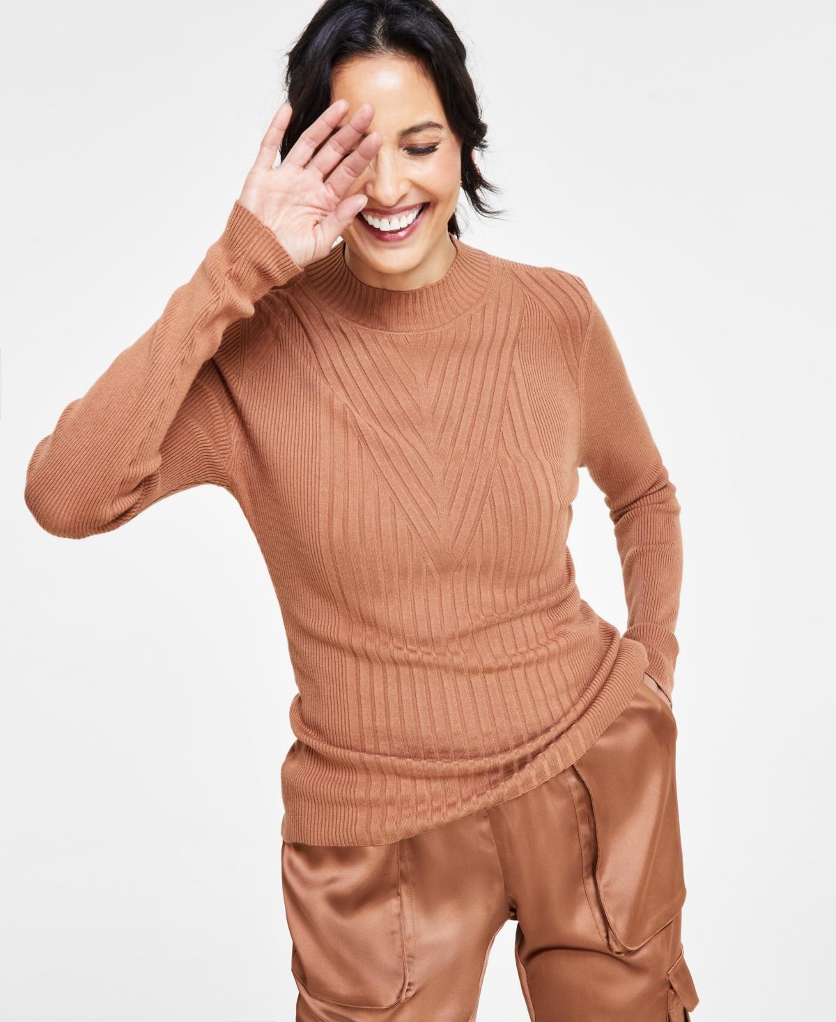 I.n.c. International Concepts Womens Detail Ribbed Mock Neck Sweater, Created for Macys Product Image