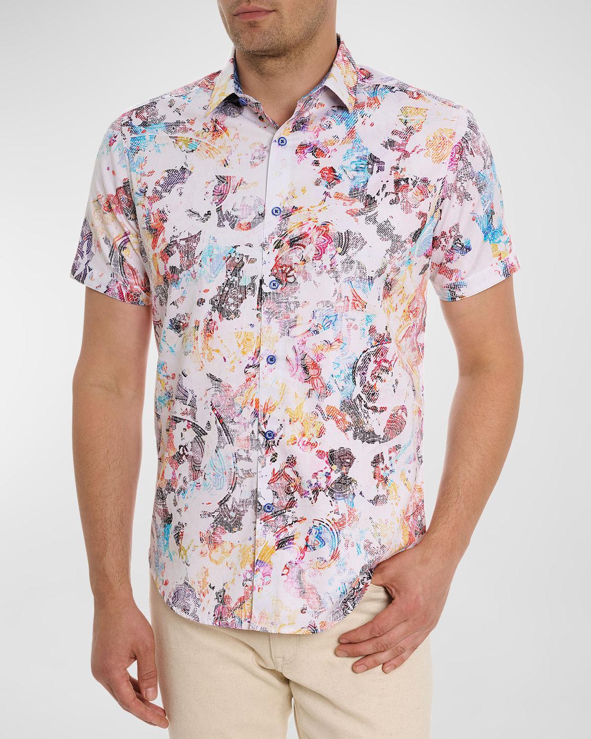 Men's Splash Of Color Cotton-Stretch Short-Sleeve Shirt Product Image