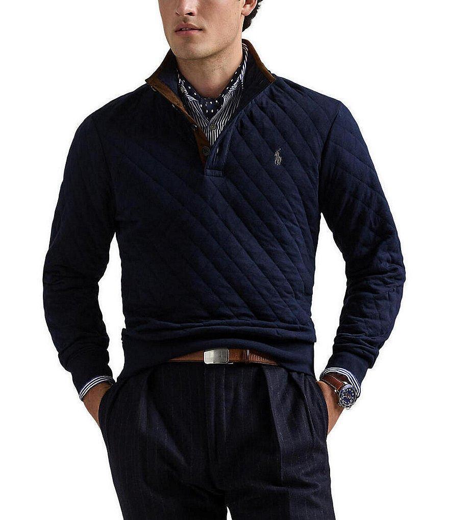 Polo Ralph Lauren Quilted Long Sleeve Double-Knit Jersey Pullover Product Image