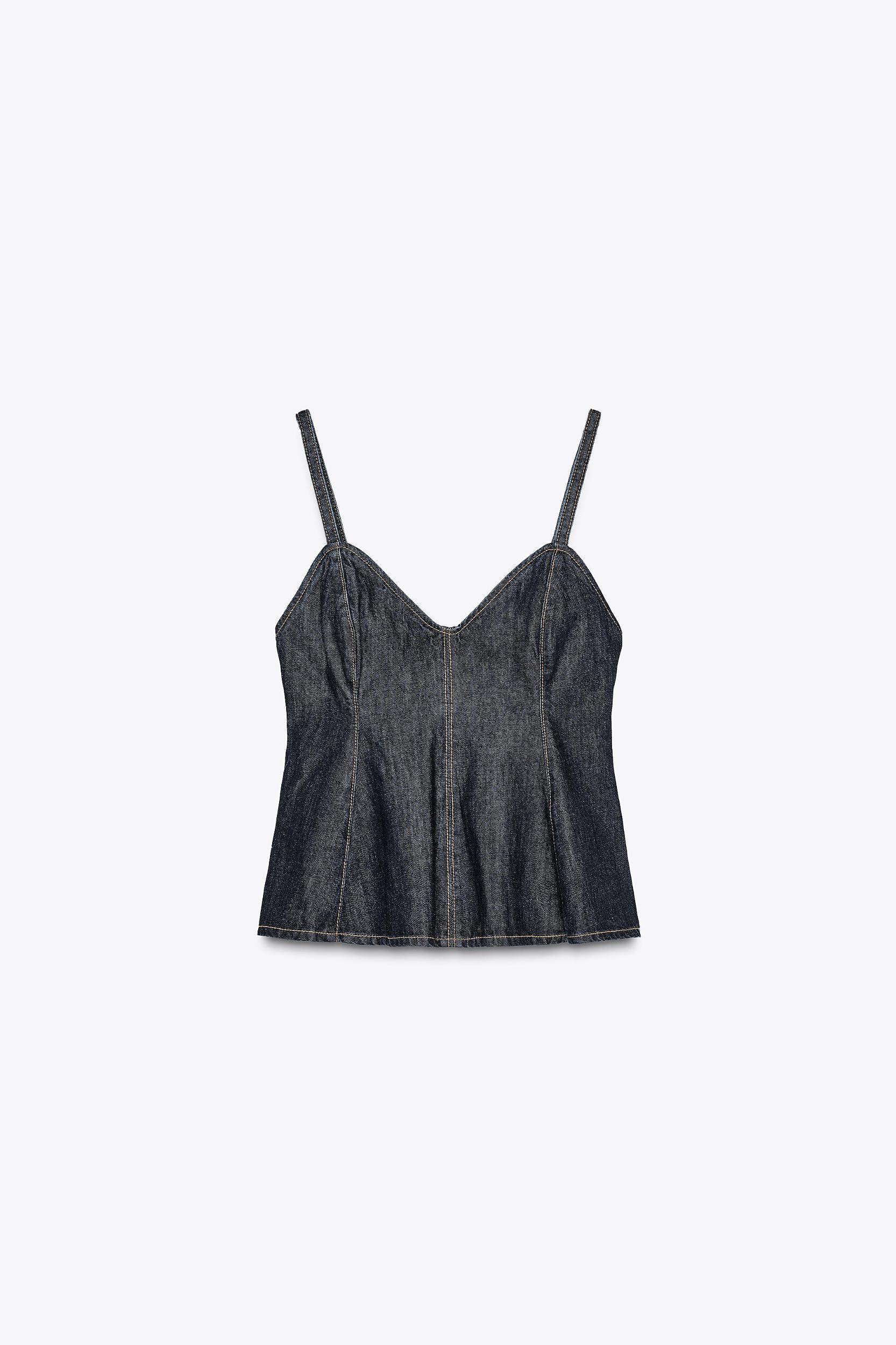 DENIM GODET TOP Product Image