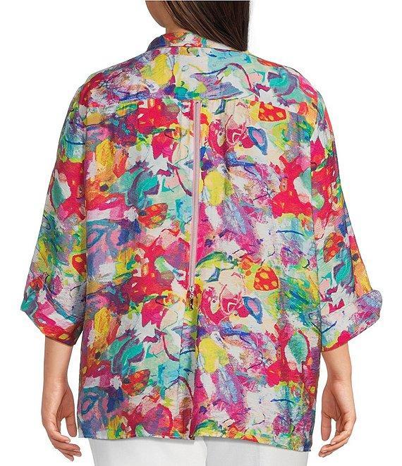 Ali Miles Plus Size Wire Collar 3/4 Sleeve Woven Blouse Product Image