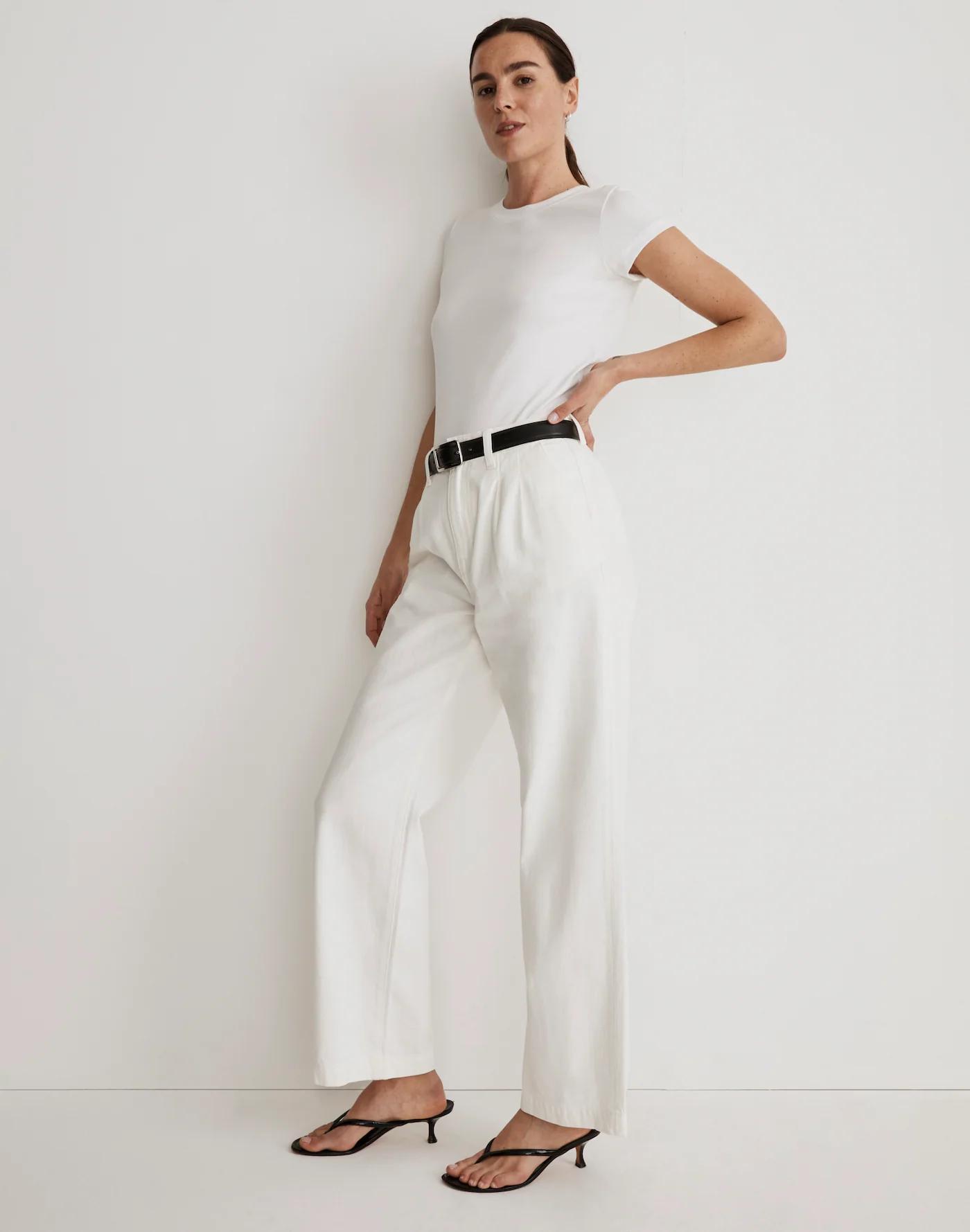 The Harlow Wide-Leg Jean in Tile White Product Image