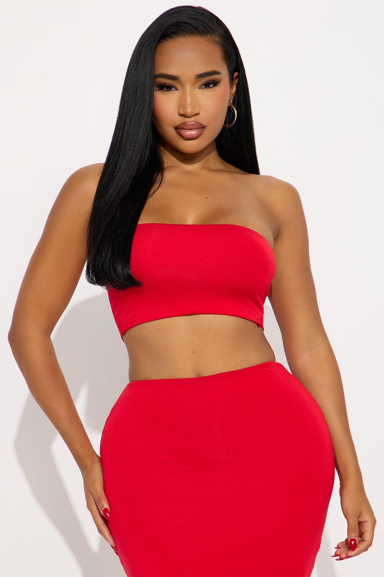 Another Time Double Lined Skirt Set - Red Product Image