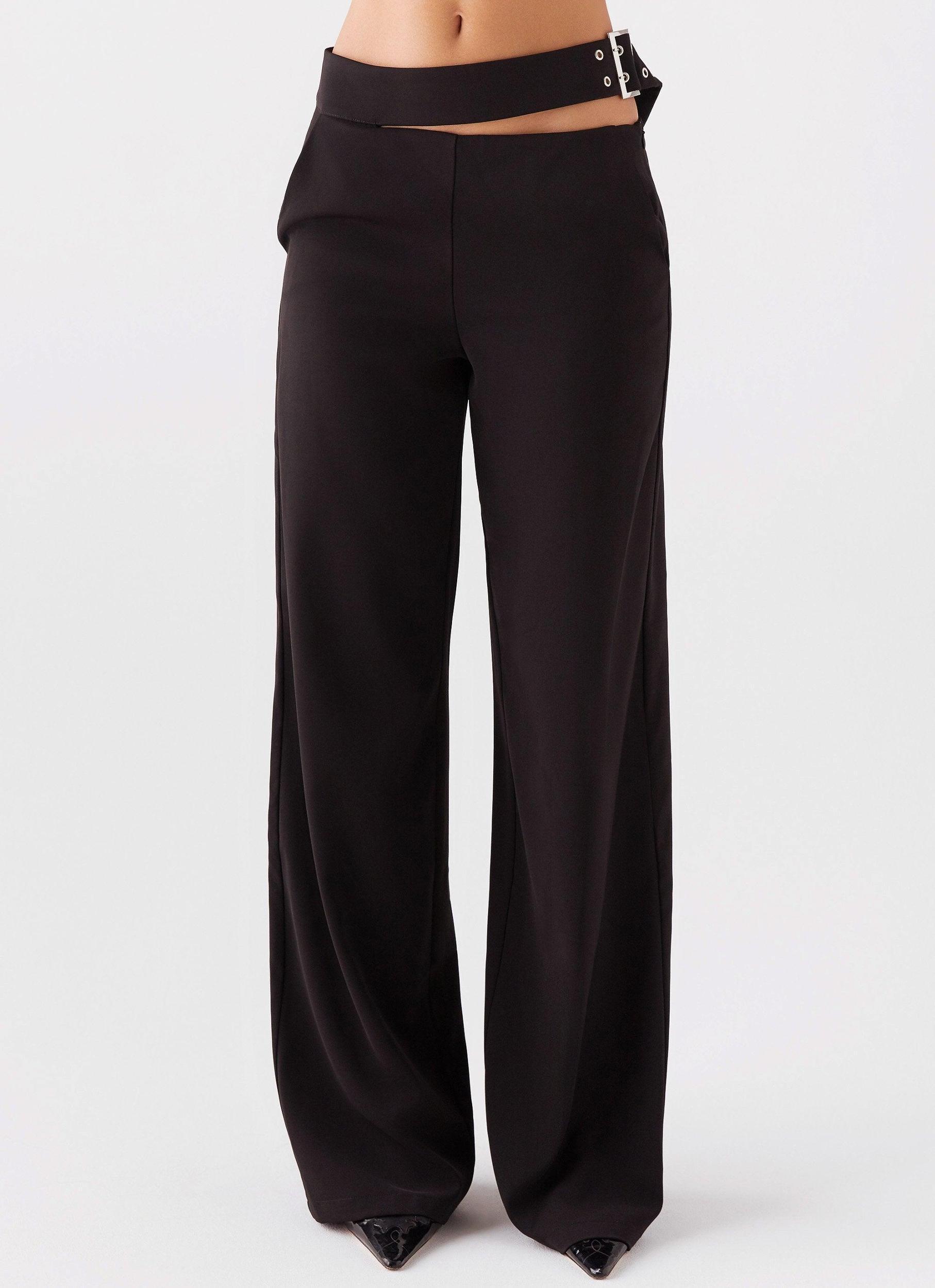 The After Party Cut Out Belt Pants - Black Product Image